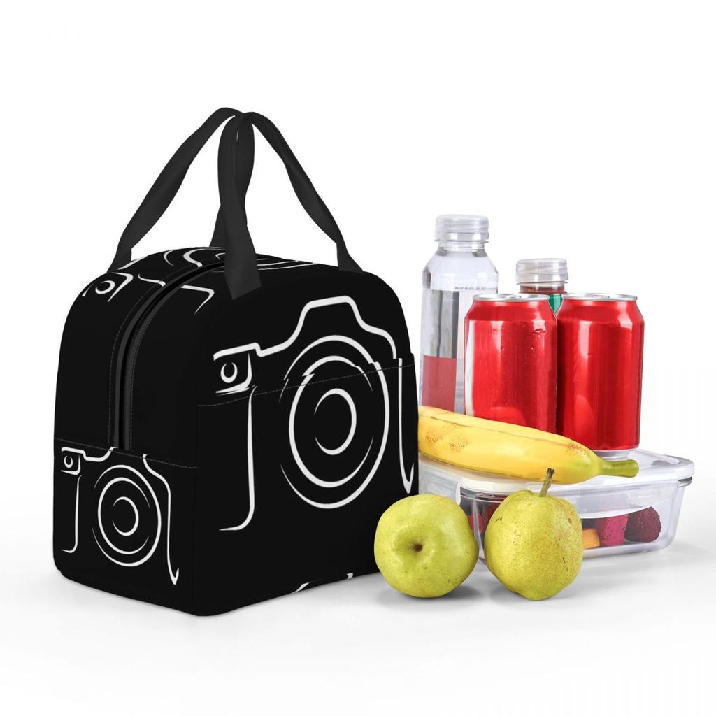 Photographer HeartBeat Photography Camera Insulated Lunch Bag for Women Kids Leakproof Food Boxes Thermal Lunch Box Tote