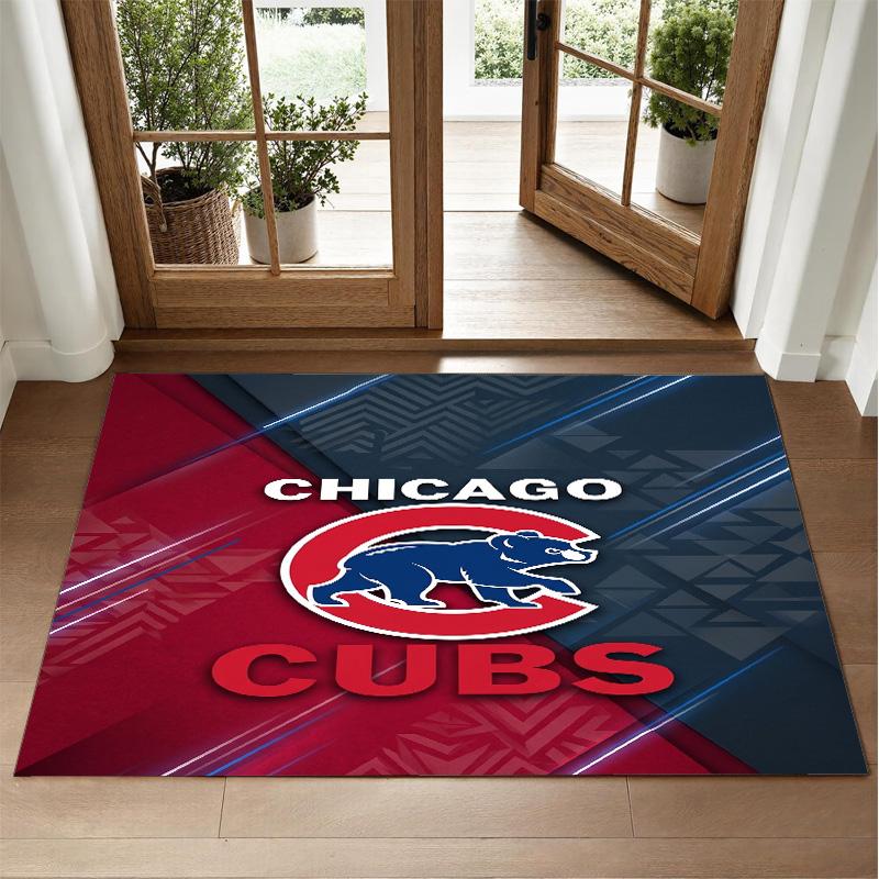 Chicago Cubs Design Crystal Velvet Rug Soft Decorative Mat for Bedroom Entrance