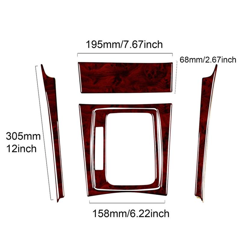 Gear Shift Panel Cover Kit Red Wood Grain For C-Class W204 2007-13 Replacement Accessories