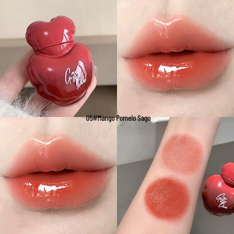 

Gege Bear Heart-shaped Luminous Lip Glaze: Mirror-like Plump Lips, Long-lasting, Non-staining, Non-fading, White Tint.