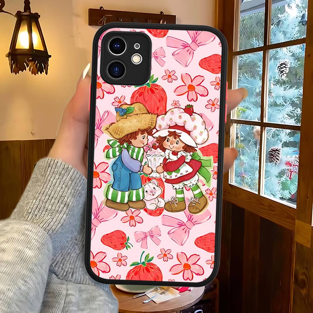 Girl Pink Strawberry S-Shortcake Phone Cases For IPhone 16 15 14 Plus 13 12 11 Pro Max Matte Oft Bumper Phone Cover