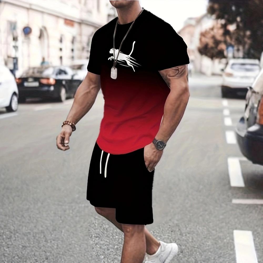 

3D цифровая печать мужские модные шорты с коротким рукавом комплект для улицы мужские спортивные шорты летняя повседневная мужская футболка XXL