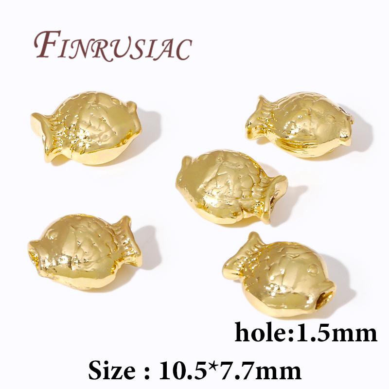 

18K Gold Plated Fish Shape Beads,Metal Spacer Beads For Jewelry Making,Necklace Bracelets Beads DIY Accessories Findings 5 pcs