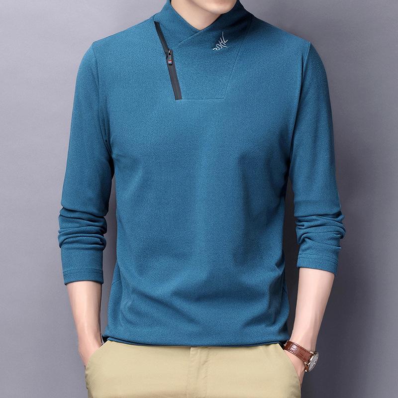 Футболка с длинными рукавами из двухстороннего бархата с диагональной молнией на весну — фото 7