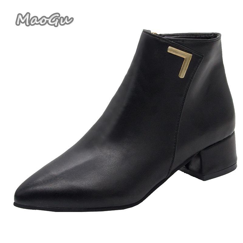 Mode Klassische Mittelhohe Absatz Pu Wildleder Stiefeletten Damen 2025 Herbst Metalldekoration Spitzschuh Chelsea Boots Botas Para Mujer Größe35-42
