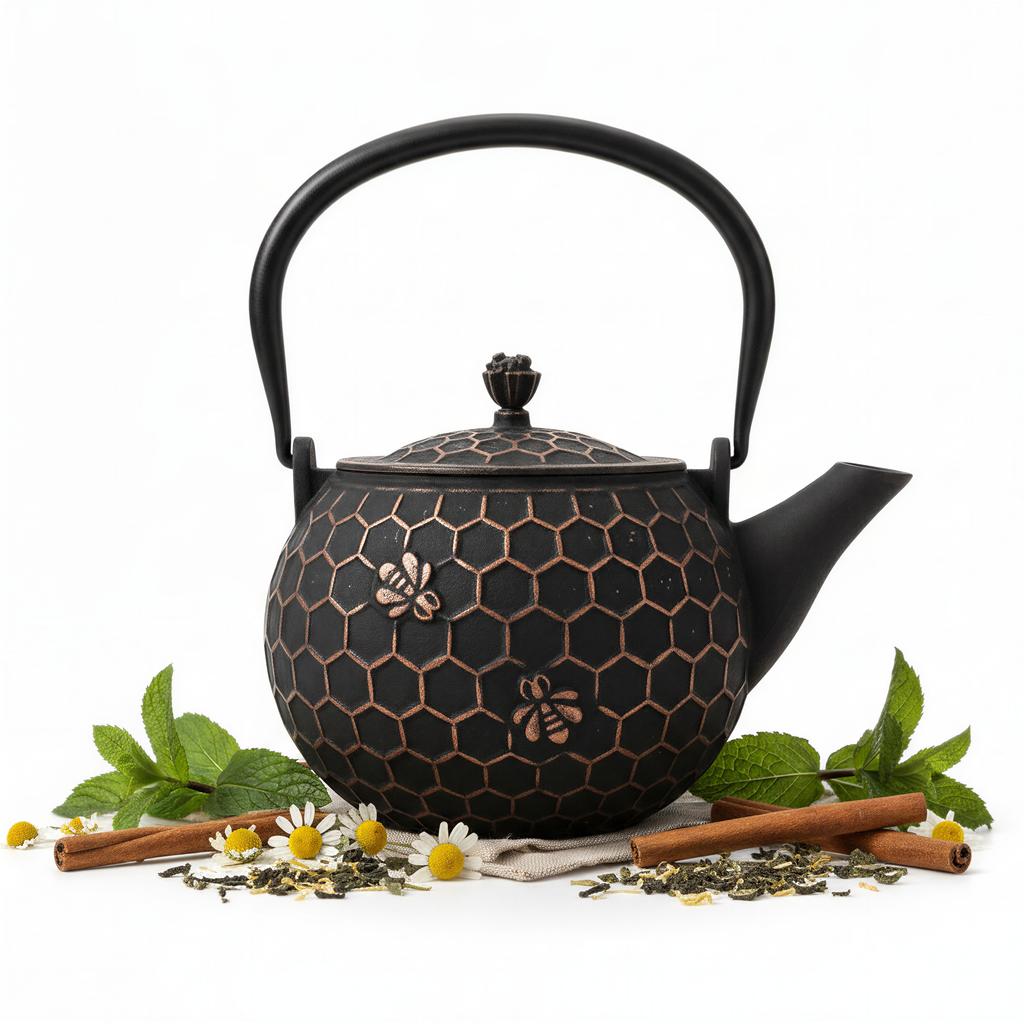 CAST IRON KETTLE 1.8L TEA INFuser + Warmer + Fork