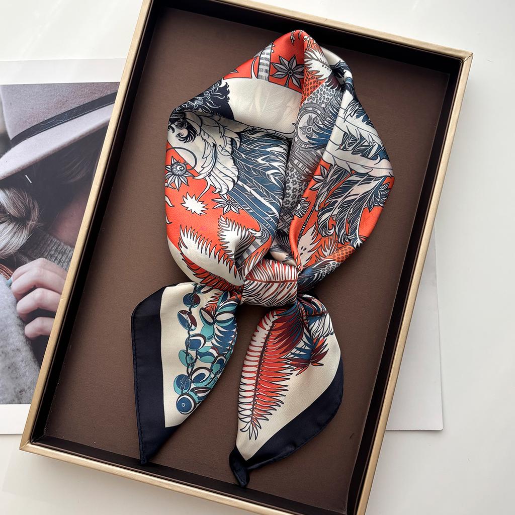Soft Stain Retro Square Scarf For Women Elegant Ladies Hijab Neckerchief Shawl Luxury Imitation Silk Scarves For Travel