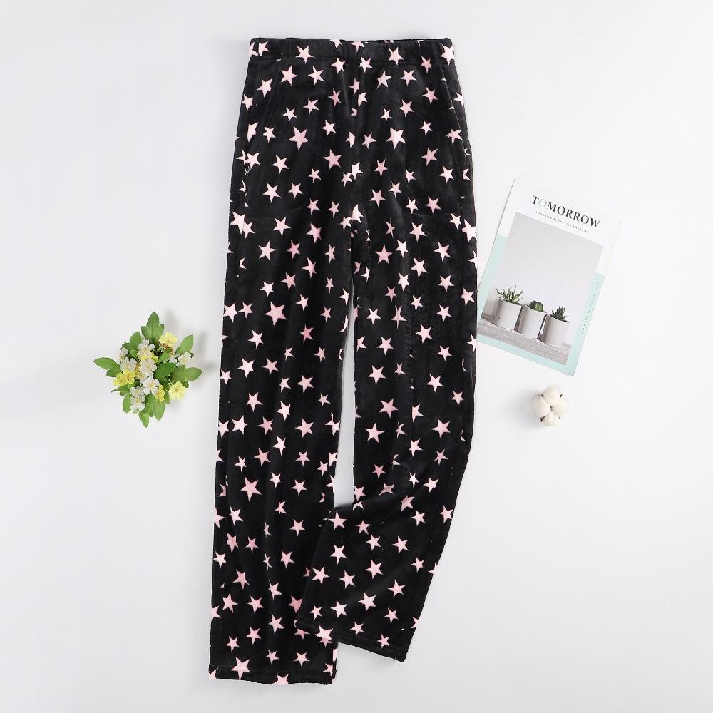 Women's Elastic Waist Plaid Fleece Pajama Pants Loose Fit Sleep Pants For Loungewear
