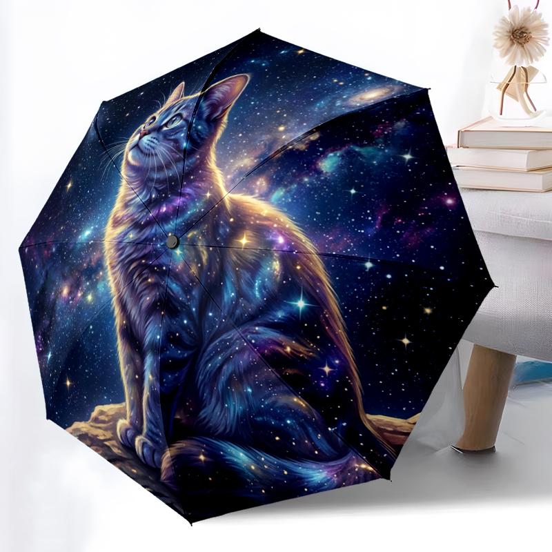 

1pc Sturdy 8-Bone Auto Umbrella, Crimson Cardinal Star Umbrella, Digital Printed, Foldable Umbrella for On-the-Go Outdoor Use