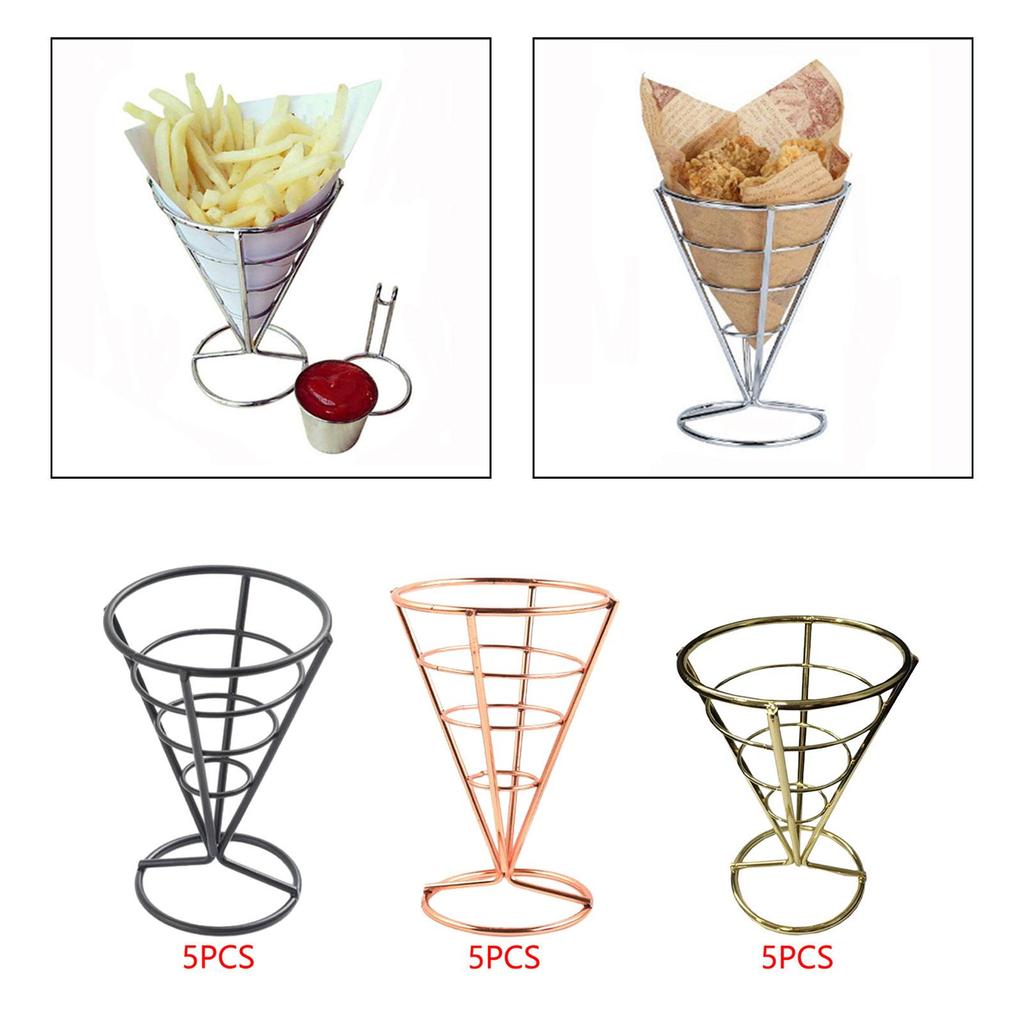 French Fries Stand Fried Chicken Display Rack, Metal Wire French Fry Holder for Restaurant, Cafe, Buffet Food Serving