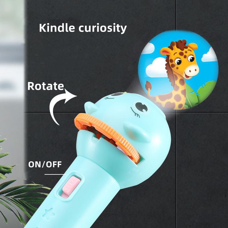 Children Luminous Animal Projection Flashlight Toy Flashlight Baby Early  Education Cute Cartoon Fun Boys And Girls Stall Gift T