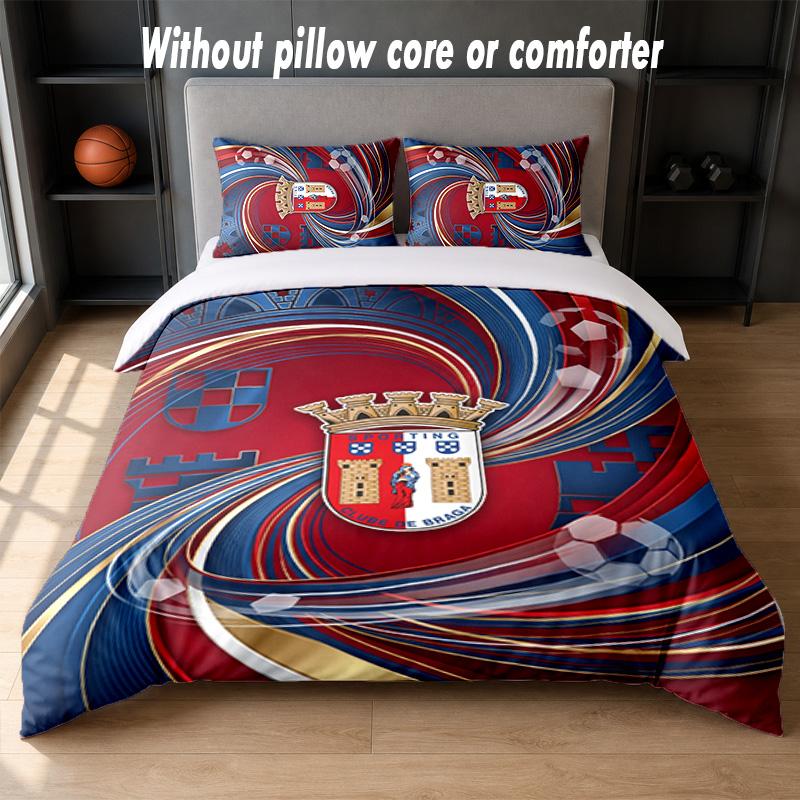 Braga FC Design Bed Bedding Set 1 Duvet Cover + 2 Pillowcases Soft Breathable Household Bed Linens
