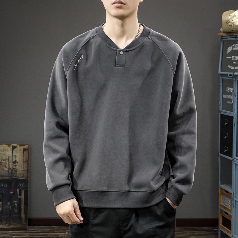 High-End American Retro Heavy Henry Collar Sweater Men'S Loose Large Size Trendy Brand Sports And Leisure Top Jacket