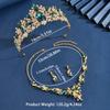 Ladies' Fashion Leaf Water Drop Flower Forest Elegant Crown Necklace Earrings Zircon Set