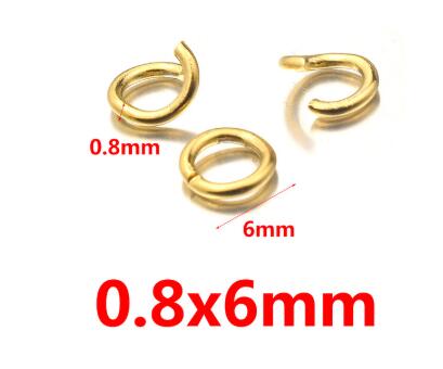 200 Stück/Los Gold Edelstahl Offene Biegeringe Direkt 3/4/5/6/8mm Sprengringe Verbindungsstücke für DIY Schmuckzubehör Herstellung