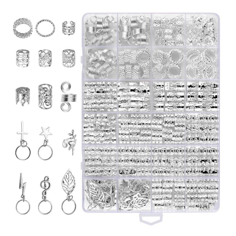 275pcs Metal Hair Cuffs Clip Hair Rings for Braids Dreadlocks Adjustable Unisex Jewelry Styling Kits for Adults Teens
