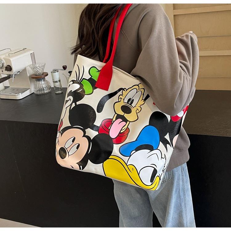 Women's Korean Style Canvas Shoulder Bag, Large Capacity Casual Tote and Student School Handbag