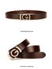 Men's Smooth Buckle Vegetable Tanned Leather Belt, Adjustable Length