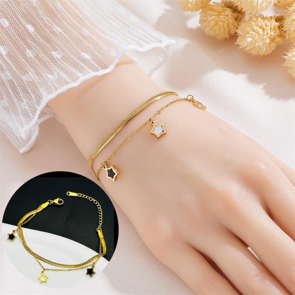 Meichen 18k Gold Non-Fading Titanium Steel Women's Fashion Bracelets - Simple, Versatile, Trendy European and American Style.