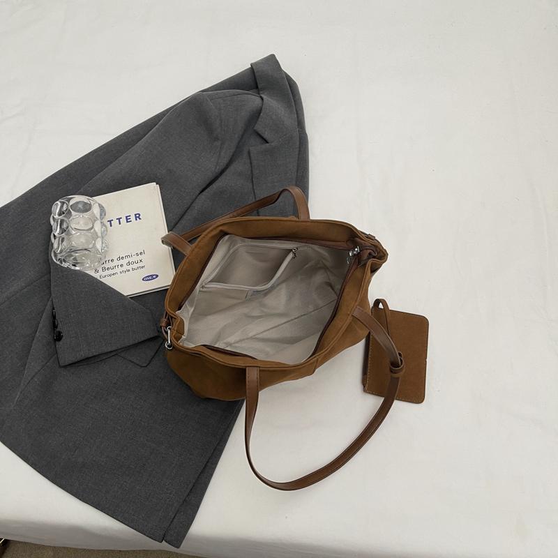Suede Shoulder Bag Women Casual Tote England Style Vintage Tote Bag Large Capacity Commute Shoulder Crossbody Bags Fashion