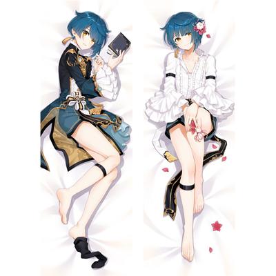 Spiel Genshin Impact Xingqiu Cosplay Kissenbezug Dakimakura Peachskin Xingqiu 2-seitig umarmender Körper Wurfkissen Kissenbezug
