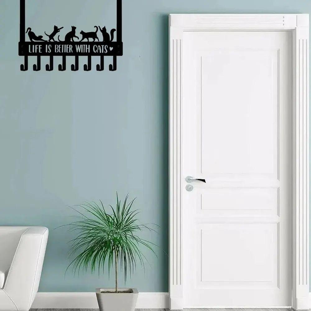 

Household Holder Door Hooks Hanger Black Cat Wall Rack Clothes Coat Hooks Door чёрный