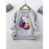 Kids Crewneck Sweatshirt, Colorful Dog Print Casual Long Sleeve Top