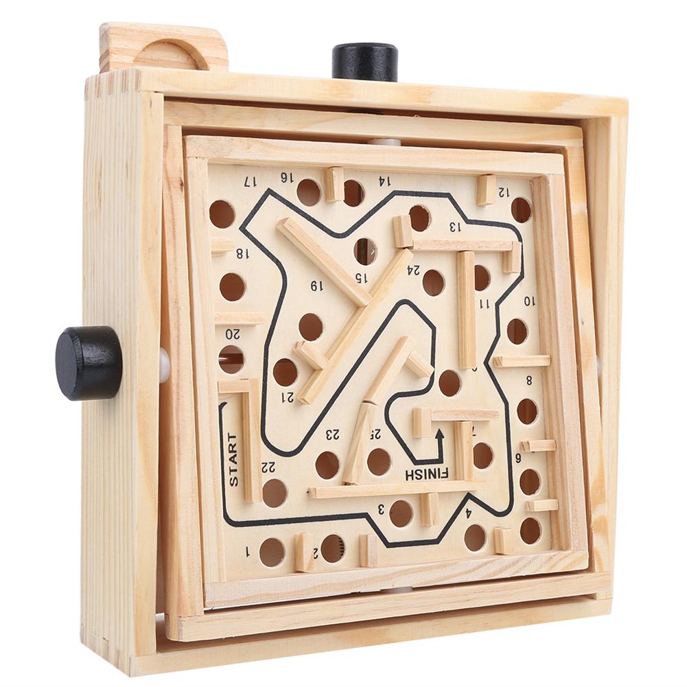 Wooden Children Maze Board Game Kid Balances Ball Maze Board Educational Toy GiftMaze S