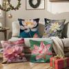 Beautiful Lotus In Summer Pillow Case Silky Short Plush With Invisible Zipper Dustproof Sofa Cushion Cover For Home Decor