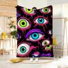 Classic motif E-Evil Eye Throw Lightweight 240g Flannel Blanket Soft Skin-friendly for Summer Cooling