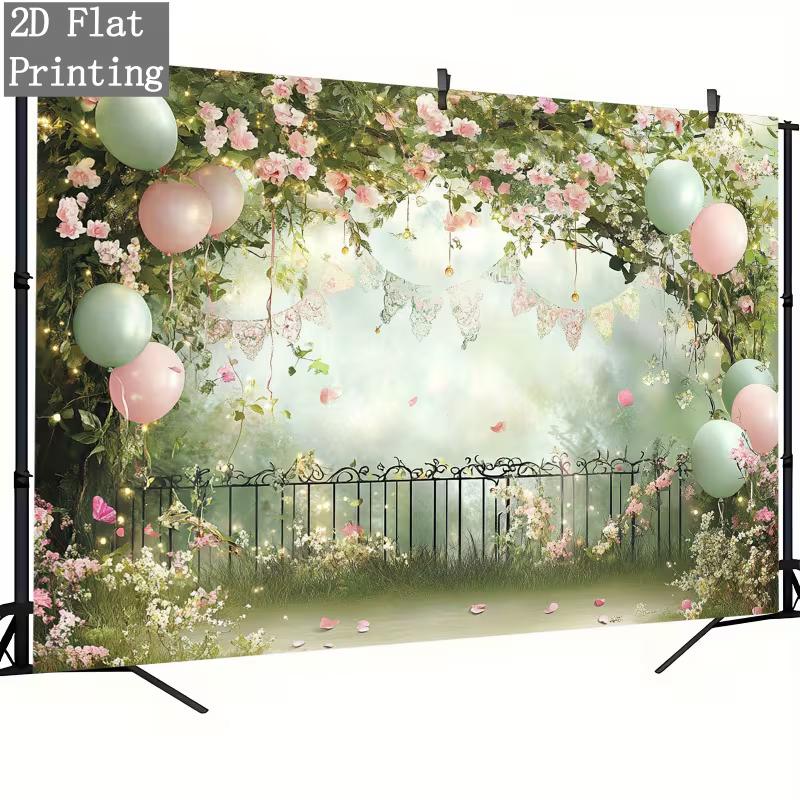 2D Romantic Forest Floral Backdrop for Wedding Photoshoot