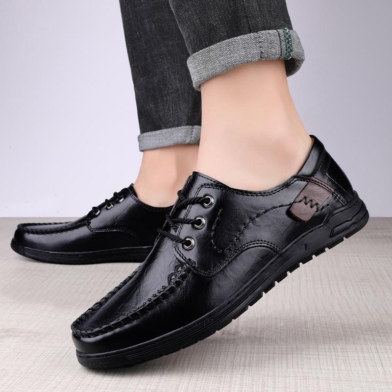 Fashion Handmade Classic Men's Casual Shoes Genuine Leather Business Office Driving Shoes Non-slip Wear-resistant Light Walking Sneakers