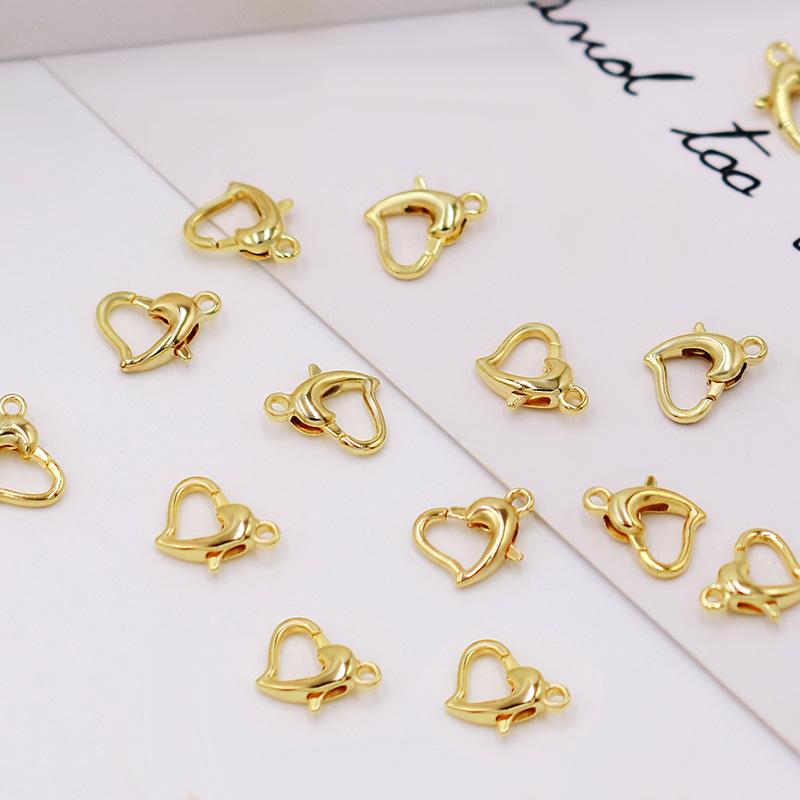 10pc DIY Jewelry Accessories Heart-shaped Peach Heart Lobster Clasp Necklace Clasp Necklace Bracelet Extension Link Clasp Accessories