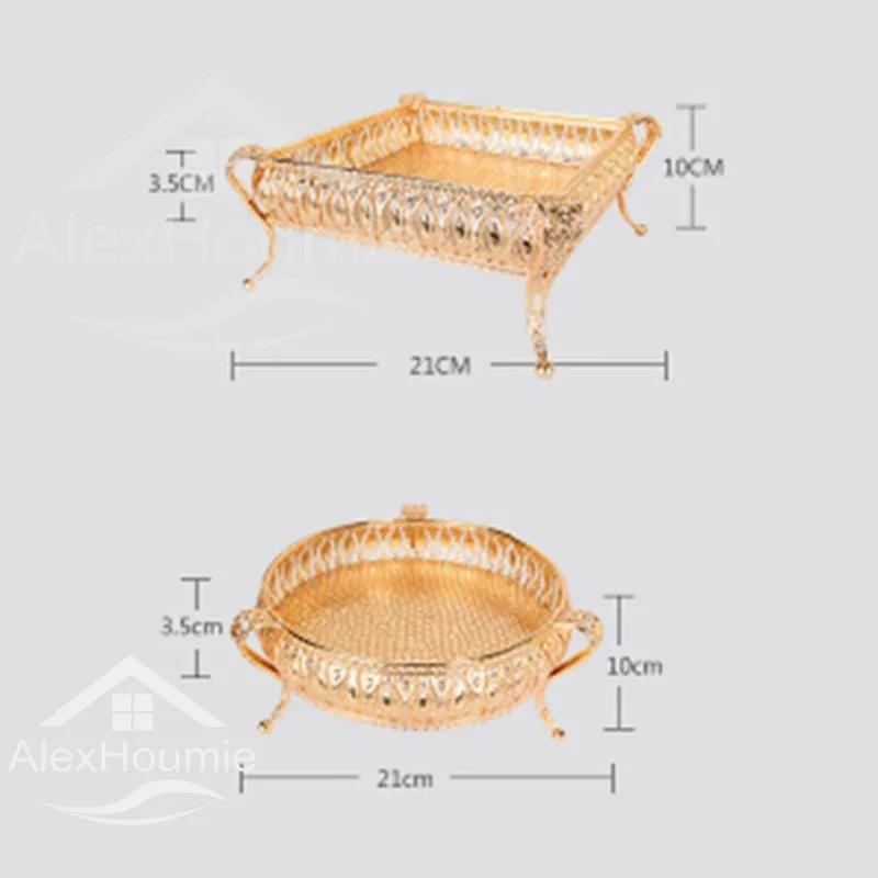 Retro-Stil Gold Serviertablett Obst Snack Dessert Süßigkeiten Aufbewahrungsplatten Schale Ständer für Zuhause Bar Party Kaffee Hochzeit Dekoration