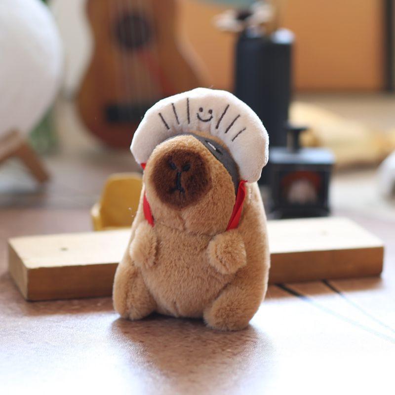 Plush Capybara Keychain Stuffed  With Pp Cotton Short Plush Backpack Gift Decor
