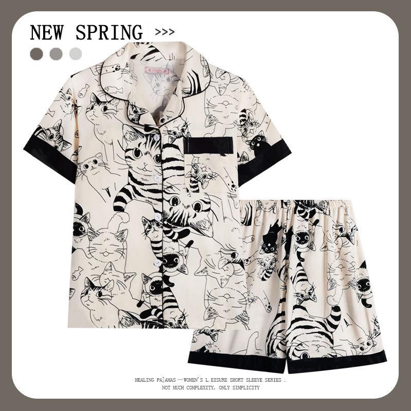 Women’s Cute Cotton Short Sleeve Pajama Set - Summer Style