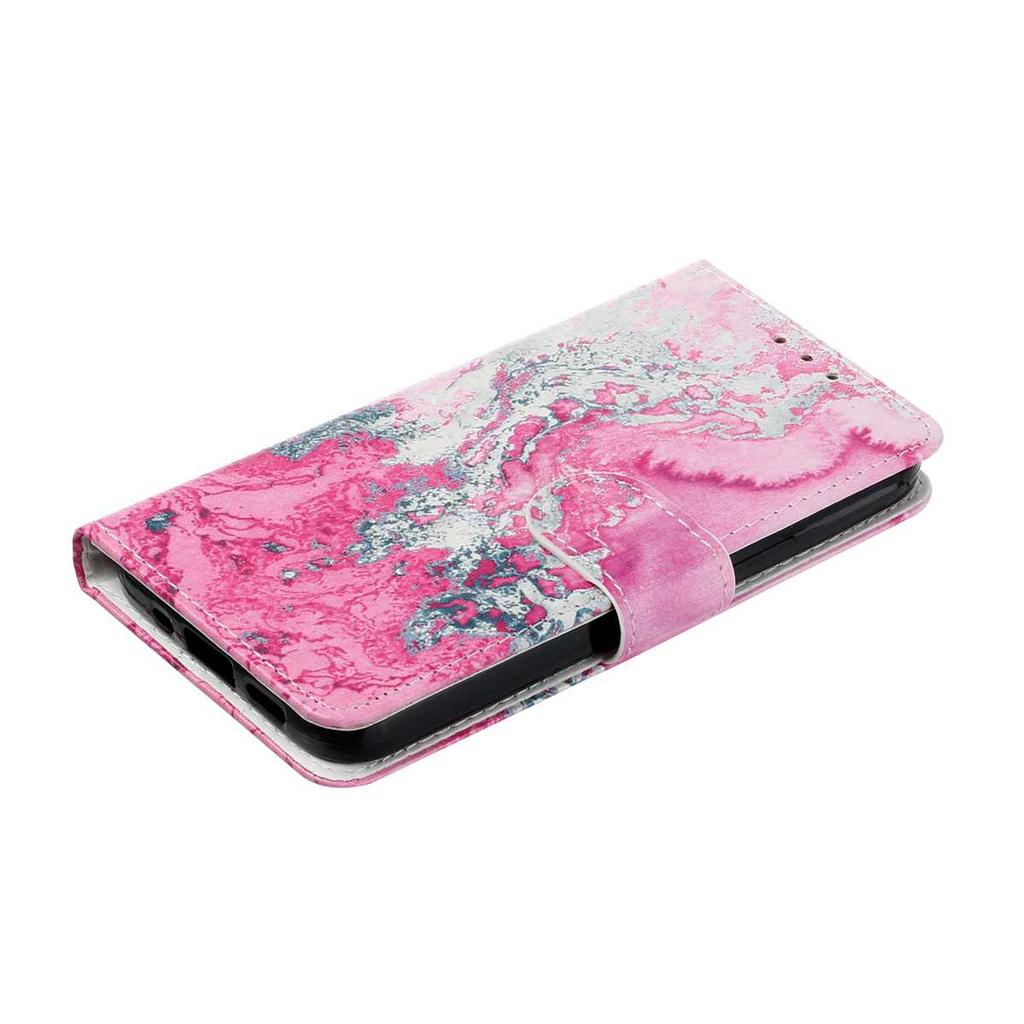 Pink Seawater Pattern Shockproof Card Slots PU Leather Wallet Case for iPhone,Samsung,Huawei,Xiaomi,Moto,Tecno,Google,Nokia,Oppo,ZTE,Blackview..