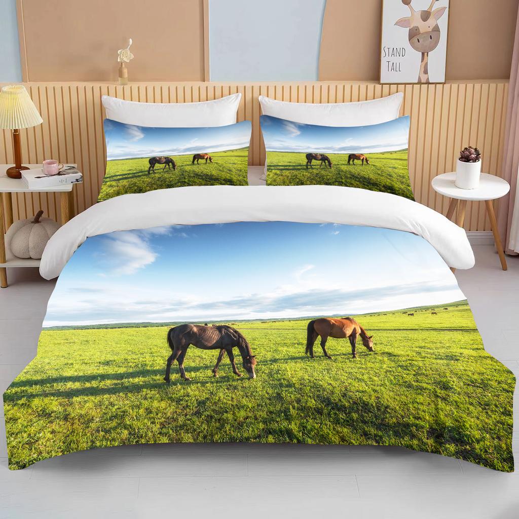 China Grassland European And American King Size Double Bed Children's Bedding  Microfiber Or Polyester Duvet Cover 3 Piece Set