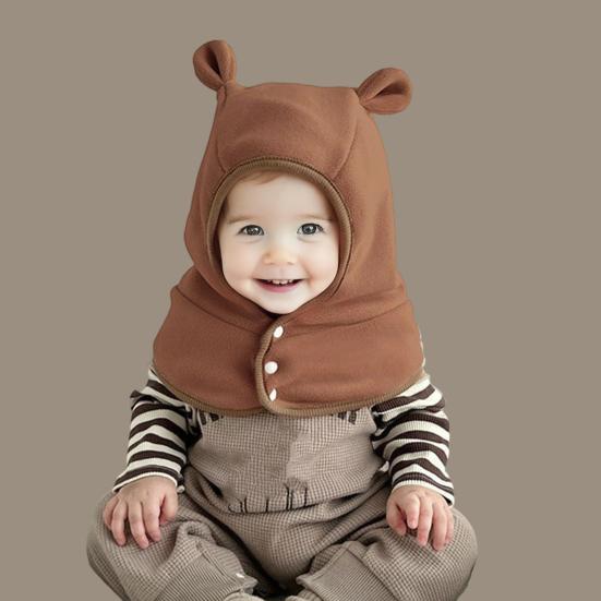 2 In 1 Toddler Winter Hat Balaclava Windproof Warm Fleece Baby Hooded Scarf with Ear for Toddlers Boys Girls