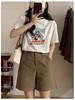 Women's High-Waist Pure Cotton Shorts - Summer 2026 Korean Style, Casual Straight Wide-Leg Design.