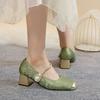 Retro Versatile Thick Heel Light Mouth Single Shoes Outer Wear with Skirt Mary Jane High Heels Women's Summer and Autumn