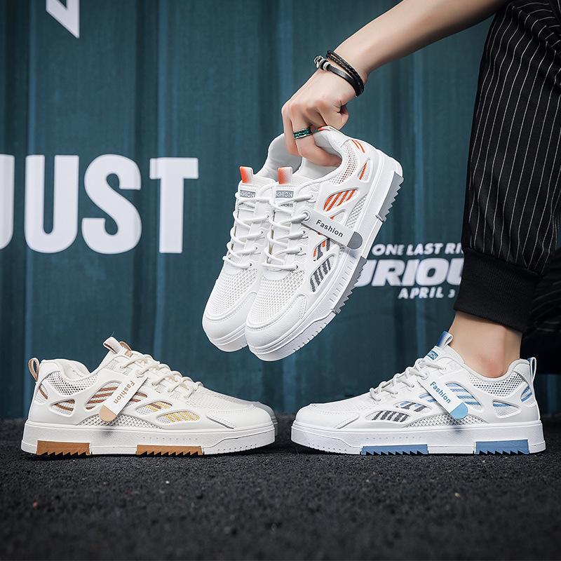 Men's shoes summer breathable casual shoes mesh thin sports shoes men's board shoes trend versatile white shoes