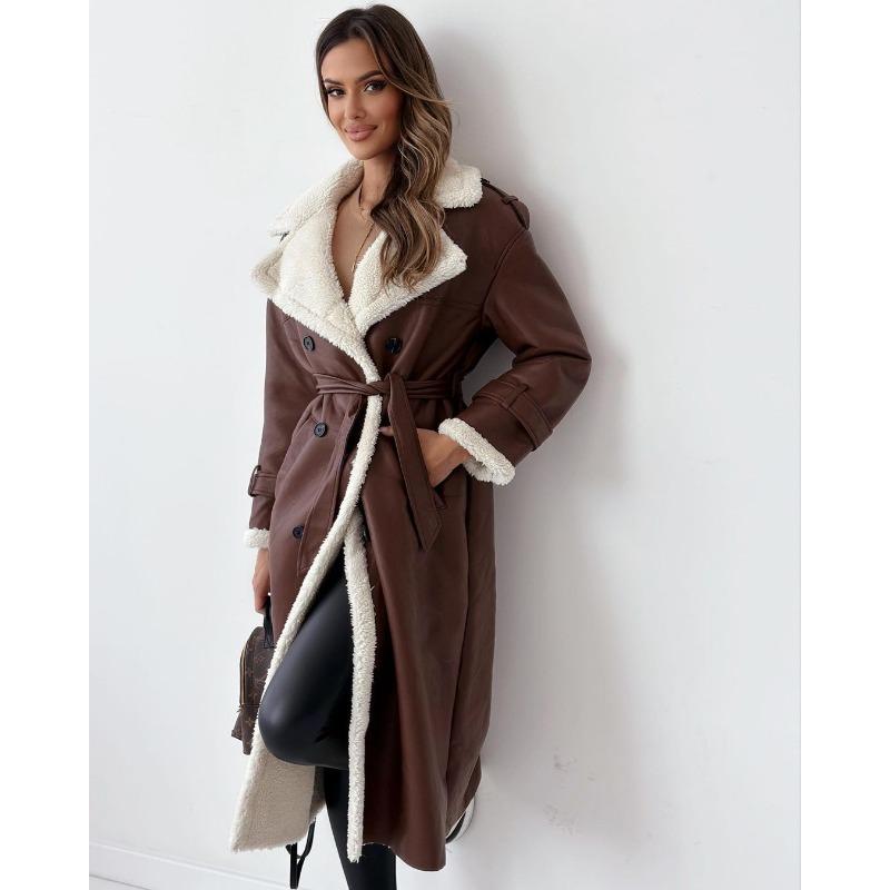 Autumn and Winter New Double Wear Collar Lapel Long Coat
