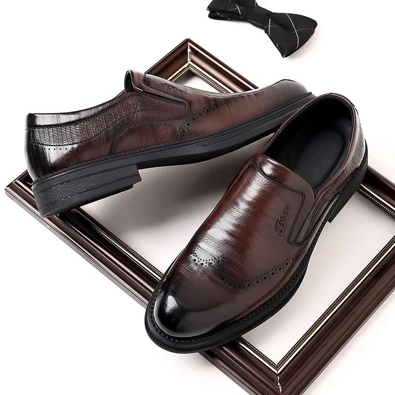 

Мужские туфли, классические деловые повседневные кожаные туфли, мокасины, лоферы, высококачественные свадебные туфли для мужчин, обувь для вождения 42 коричневый