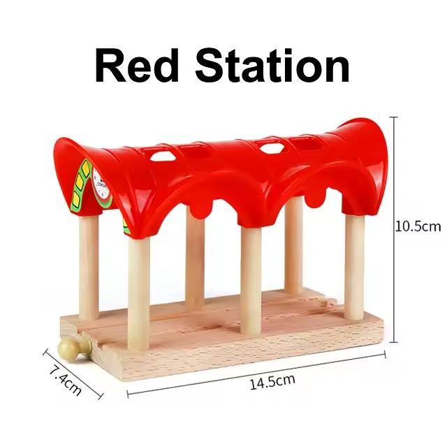 New Kinds of Wooden Tracks Accessories Beech Wood Railway Train Track Bridge Tunnel Station Fit for Wood Tracks Toys for Kids