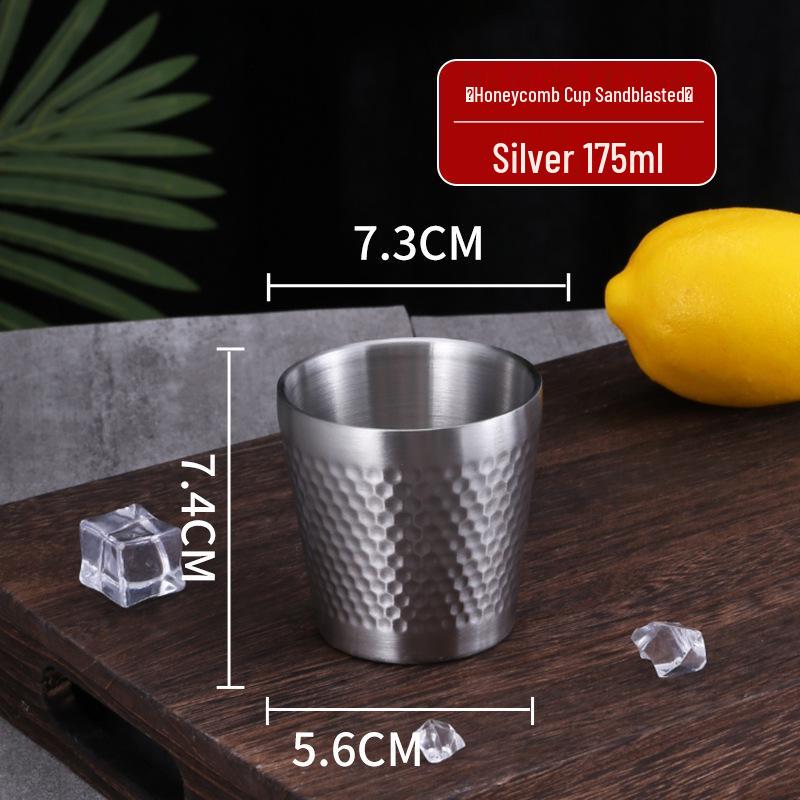 304 Stainless Steel Double-Layer Hammered Beer and Coffee Cup with Diamond Texture