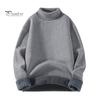 Men Winter Pullover Thickened Turtleneck Sweater Fleece Lined Warm Knitted Long Sleeve Top Casual Loose Fit for Home Office Street Wear Solid Color