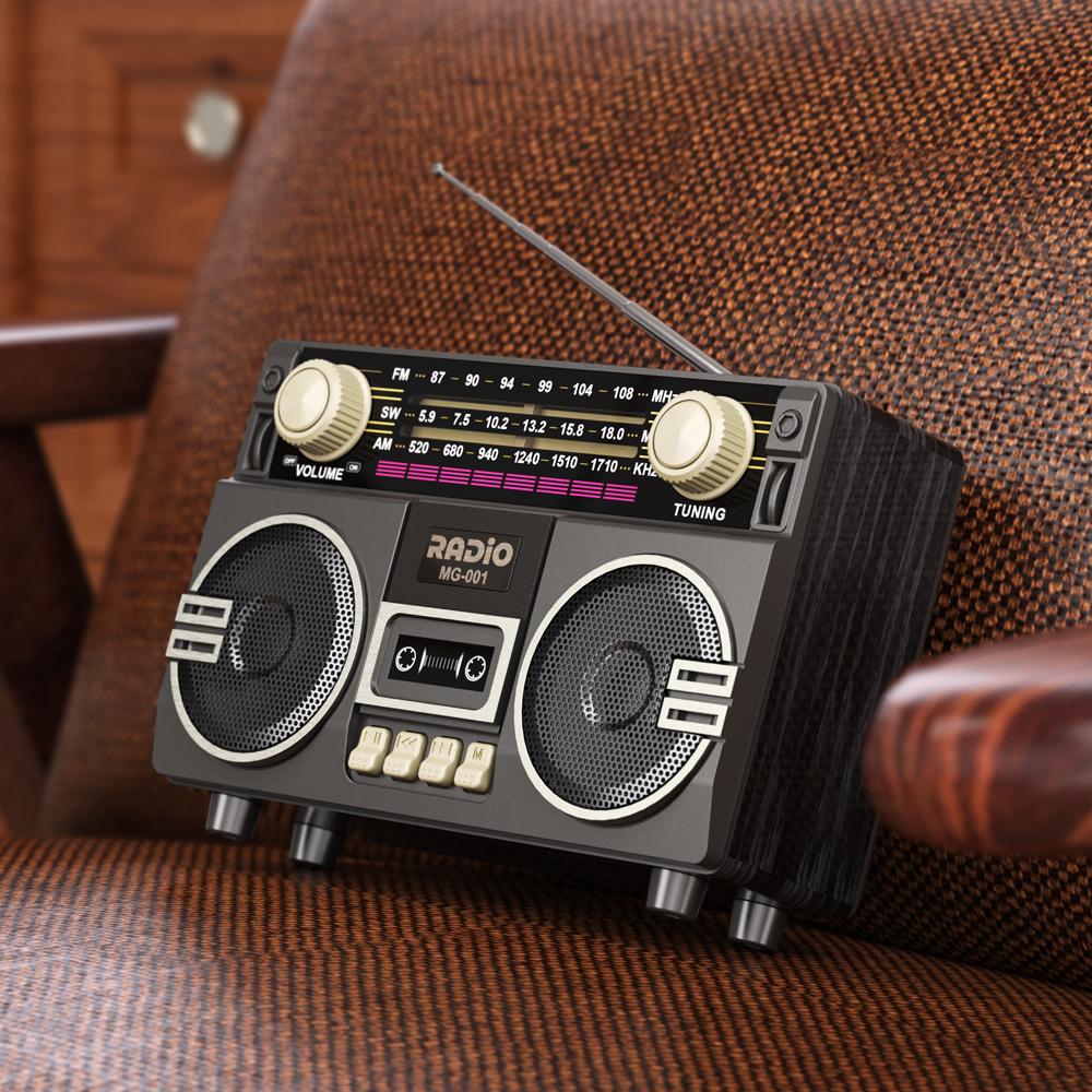 Retro Solární Rádio FM AM SW Přenosný Přijímač Bluetooth 5.3 Reproduktor MP3 Přehrávač Hudby Podpora USB TF Karta Nabíjení Typu C