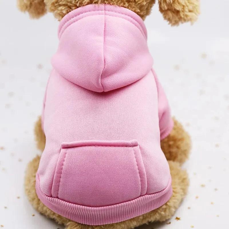 

Fashion Dog Clothing Autumn And Winter Small Pet Clothes Thickening Warm Solid Color Two-feet Hooded Wweater Casual Pet L розовый