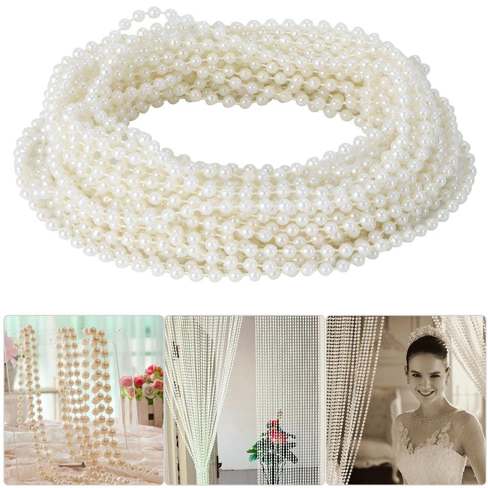 10m Long Bead String ABS Imitation Bead Decorative String for Ornament Home DIY ToolBeige
